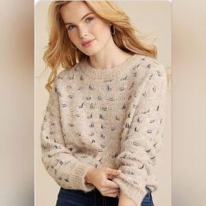 NWT Maurices Beige Tinsel Stitch Crew Neck Sweater